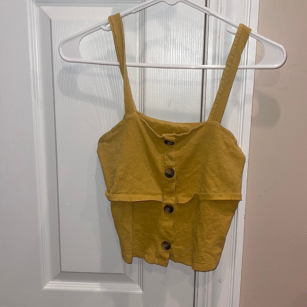 American Eagle Yellow Button Tank Top